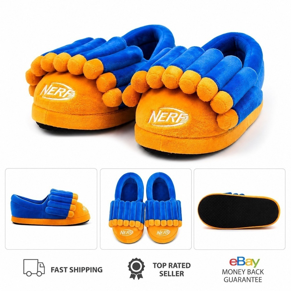 NERF Dart Adult Slippers Orange Blue Adult Size S/M Brand New Comfortable Soft - Picture 2 of 3